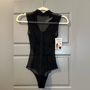 SPANX Elegant Black Sheer Bodysuit